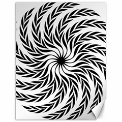 Spiral Leafy Black Floral Flower Star Hole Canvas 12  X 16   by Mariart