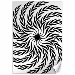 Spiral Leafy Black Floral Flower Star Hole Canvas 12  X 18  