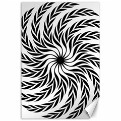 Spiral Leafy Black Floral Flower Star Hole Canvas 24  X 36  by Mariart