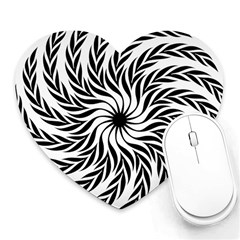 Spiral Leafy Black Floral Flower Star Hole Heart Mousepads by Mariart