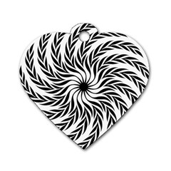 Spiral Leafy Black Floral Flower Star Hole Dog Tag Heart (two Sides) by Mariart