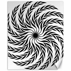 Spiral Leafy Black Floral Flower Star Hole Canvas 11  X 14   by Mariart