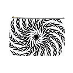 Spiral Leafy Black Floral Flower Star Hole Cosmetic Bag (large)  by Mariart