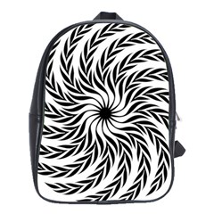 Spiral Leafy Black Floral Flower Star Hole School Bag (large) by Mariart