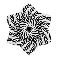 Spiral Leafy Black Floral Flower Star Hole Ornament (snowflake) by Mariart