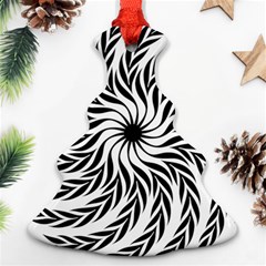 Spiral Leafy Black Floral Flower Star Hole Ornament (christmas Tree) 