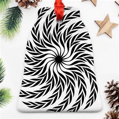 Spiral Leafy Black Floral Flower Star Hole Ornament (bell)