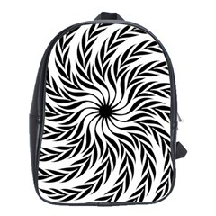 Spiral Leafy Black Floral Flower Star Hole School Bag (xl) by Mariart