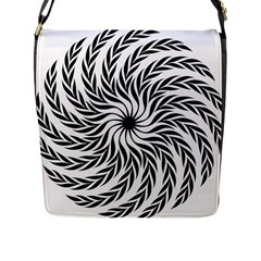 Spiral Leafy Black Floral Flower Star Hole Flap Messenger Bag (l)  by Mariart