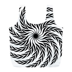 Spiral Leafy Black Floral Flower Star Hole Full Print Recycle Bags (l)  by Mariart