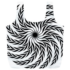 Spiral Leafy Black Floral Flower Star Hole Full Print Recycle Bags (l)  by Mariart