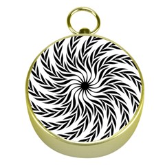 Spiral Leafy Black Floral Flower Star Hole Gold Compasses by Mariart