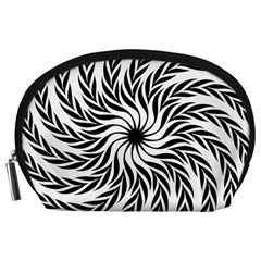 Spiral Leafy Black Floral Flower Star Hole Accessory Pouches (large)  by Mariart