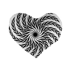 Spiral Leafy Black Floral Flower Star Hole Standard 16  Premium Flano Heart Shape Cushions by Mariart