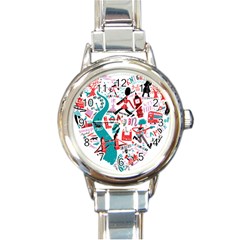 London Illustration City Round Italian Charm Watch