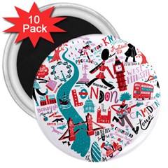 London Illustration City 3  Magnets (10 Pack)  by Mariart