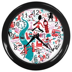 London Illustration City Wall Clocks (black) by Mariart