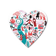 London Illustration City Heart Magnet by Mariart