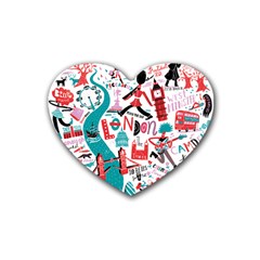 London Illustration City Heart Coaster (4 Pack)  by Mariart