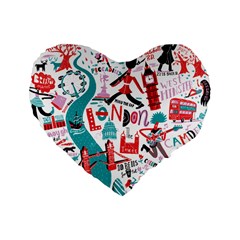 London Illustration City Standard 16  Premium Heart Shape Cushions by Mariart