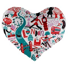 London Illustration City Large 19  Premium Heart Shape Cushions