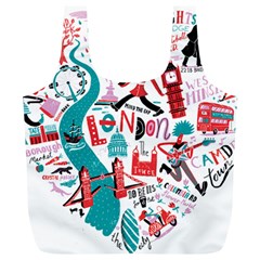 London Illustration City Full Print Recycle Bags (l)  by Mariart