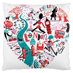 London Illustration City Large Flano Cushion Case (one Side) by Mariart