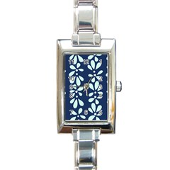 Star Flower Floral Blue Beauty Polka Rectangle Italian Charm Watch