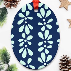 Star Flower Floral Blue Beauty Polka Ornament (oval)