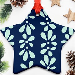 Star Flower Floral Blue Beauty Polka Ornament (star)