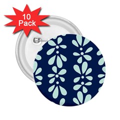 Star Flower Floral Blue Beauty Polka 2 25  Buttons (10 Pack) 