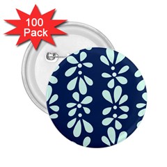 Star Flower Floral Blue Beauty Polka 2 25  Buttons (100 Pack) 