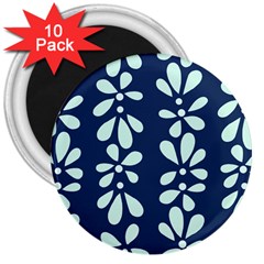 Star Flower Floral Blue Beauty Polka 3  Magnets (10 Pack) 