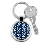 Star Flower Floral Blue Beauty Polka Key Chains (Round)  Front