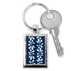 Star Flower Floral Blue Beauty Polka Key Chains (rectangle)  by Mariart