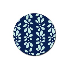 Star Flower Floral Blue Beauty Polka Rubber Round Coaster (4 Pack)  by Mariart