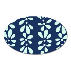 Star Flower Floral Blue Beauty Polka Oval Magnet