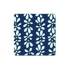 Star Flower Floral Blue Beauty Polka Square Magnet