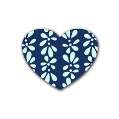 Star Flower Floral Blue Beauty Polka Rubber Coaster (heart)  by Mariart