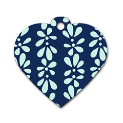 Star Flower Floral Blue Beauty Polka Dog Tag Heart (one Side) by Mariart