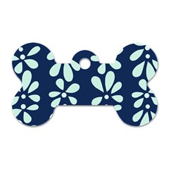 Star Flower Floral Blue Beauty Polka Dog Tag Bone (one Side) by Mariart