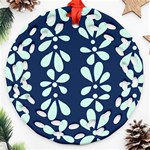 Star Flower Floral Blue Beauty Polka Ornament (Round Filigree) Front