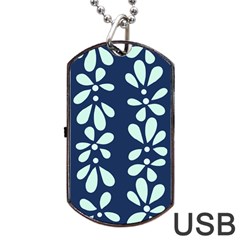 Star Flower Floral Blue Beauty Polka Dog Tag Usb Flash (one Side) by Mariart