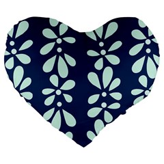 Star Flower Floral Blue Beauty Polka Large 19  Premium Heart Shape Cushions by Mariart