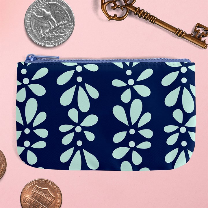 Star Flower Floral Blue Beauty Polka Large Coin Purse