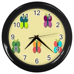 Spring Butterfly Wallpapers Beauty Cute Funny Wall Clocks (black) by Mariart