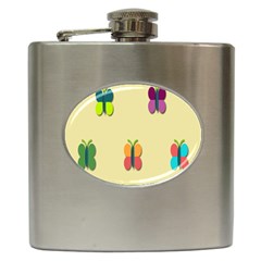 Spring Butterfly Wallpapers Beauty Cute Funny Hip Flask (6 Oz)