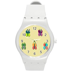 Spring Butterfly Wallpapers Beauty Cute Funny Round Plastic Sport Watch (m)