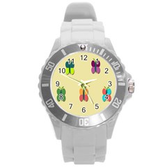 Spring Butterfly Wallpapers Beauty Cute Funny Round Plastic Sport Watch (l) by Mariart