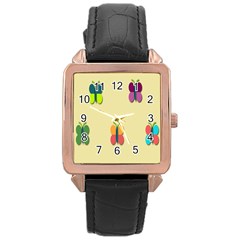 Spring Butterfly Wallpapers Beauty Cute Funny Rose Gold Leather Watch  by Mariart